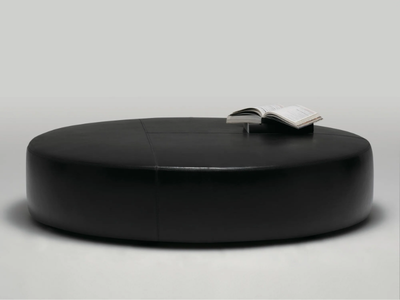 PUCK - Upholstered round leather pouf _ CAMERICH