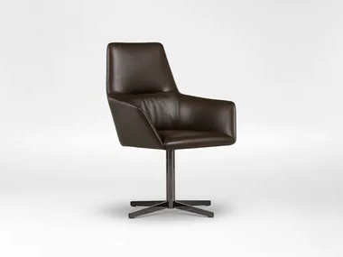 QING - Swivel leather office chair with 4-Spoke base _ CAMERICH