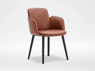 WING - Leather chair with wooden legs _ CAMERICH