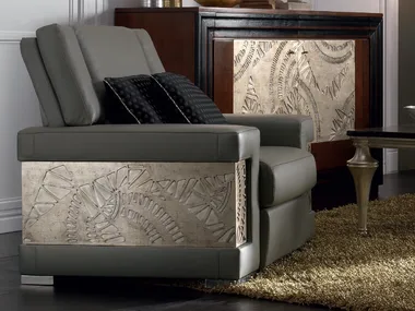 ÉTOILE DAY - Upholstered silver leaf armchair with armrests _ Cantiero
