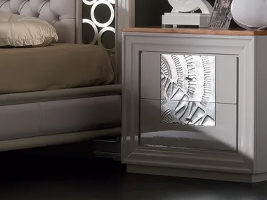 ÉTOILE NIGHT - Silver leaf bedside table with drawers _ Cantiero