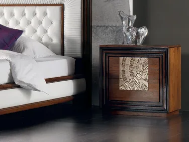ÉTOILE NIGHT - Silver leaf bedside table with drawers _ Cantiero