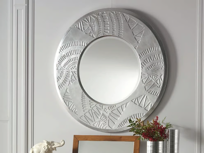 ÉTOILE NIGHT - Wall-mounted framed round silver leaf mirror _ Cantiero