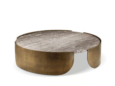 ATENAE - Round marble and metal coffee table _ Cantori