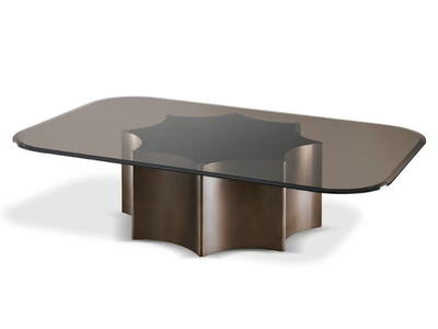 FLORIO - Low rectangular glass and steel coffee table _ Cantori