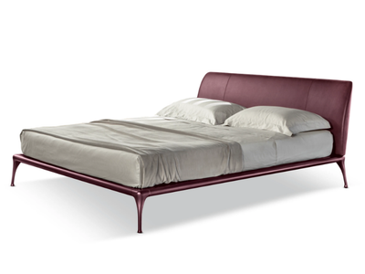 ISEO 24 - Leather double bed with upholstered headboard _ Cantori