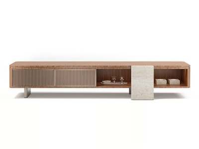 AURELIA - Low wood and glass TV cabinet with drawers _ Capital Collection