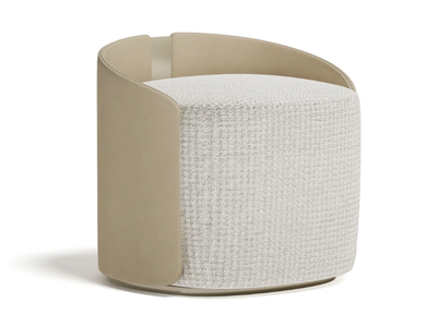 SUITE - Upholstered round fabric and leather pouf _ Capital Collection