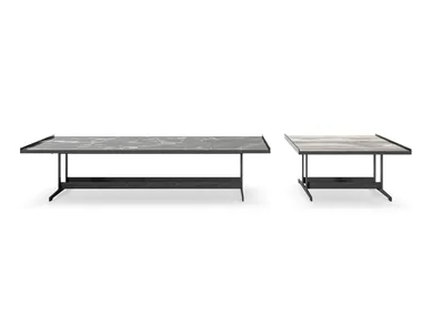 LAND - Low metal coffee table with polished stoneware top _ Capo d’Opera