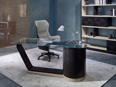 2019 - Glass executive desk with drawers _ carpanelli