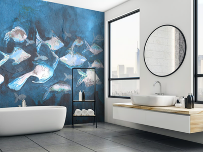 ACQUARIO - Glass-fibre bathroom wallpaper _ Carta da Parati Artistica