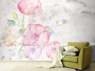 ACQUERELLO FIORI - Washable vinyl wallpaper _ Carta da Parati Artistica
