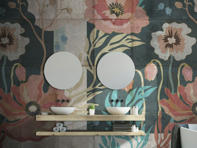 FIORI COLOR - Glass-fibre bathroom wallpaper _ Carta da Parati Artistica