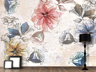 FLOWERS - Washable vinyl wallpaper _ Carta da Parati Artistica