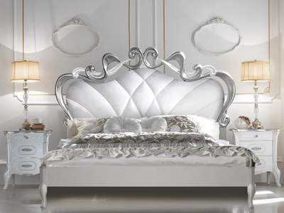 BEATRICE - Wooden double bed with upholstered headboard _ CASA +39