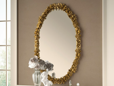 DIAMANTE - Oval framed wall-mounted mirror