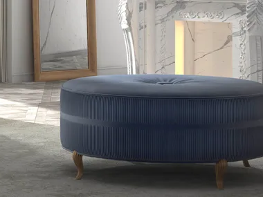 PRESTIGE 2 - Upholstered round fabric pouf