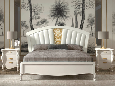 SMERALDO - Upholstered wooden double bed with high headboard _ CASA +39