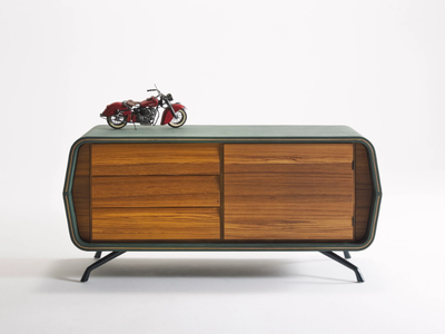 AMALFI - Leather-covered wooden sideboard with drawers _ Casa Covre