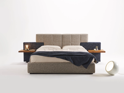 ELBA - Fabric double bed with integrated nightstands _ Casa Covre