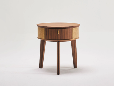 LERICI - Round solid wood bedside table with drawer _ Casa Covre