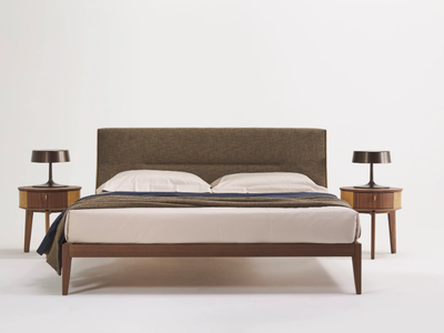 LEVANTO - Double bed with upholstered fabric and learher headboard _ Casa Covre