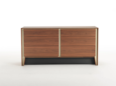 LIDO - Wooden chest of drawers with leather details _ Casa Covre
