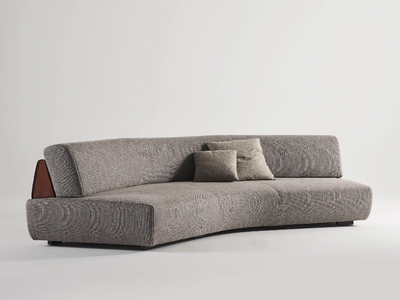 MISTRAL - Curved fabric sofa with leather details _ Casa Covre