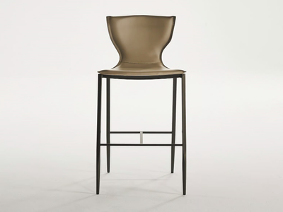 VARENNE - High tanned leather stool with back