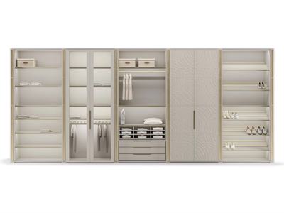VIVALDI - Sectional wooden walk-in wardrobe with leather details _ Casa Covre