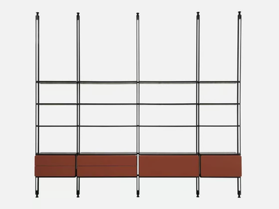 SOLARO - Open floor-ceiling mounted shelving unit