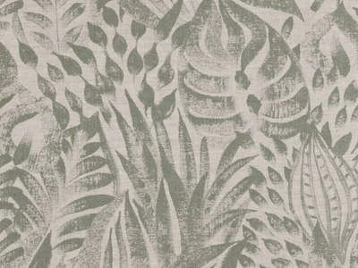 FOLIAGE - Screen printed printed linen wall fabric _ CASAMANCE