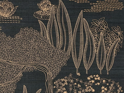 HASU - Embroidered sisal wall fabric _ CASAMANCE