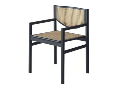 KLARA - Ash and woven cane chair with armrests _ Casamilano