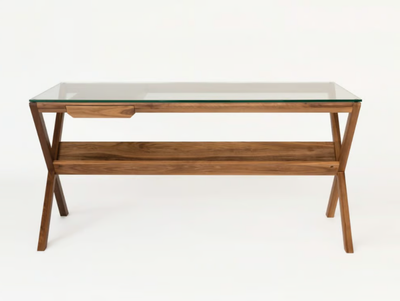 COVET - Rectangular walnut writing desk with drawers _ Case