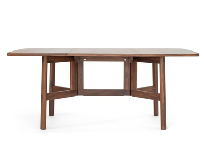 MARLOW - Extending rectangular drop-leaf walnut table _ Case
