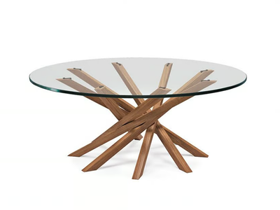 ATARI - Low round walnut coffee table with crystal top _ Cattelan Italia