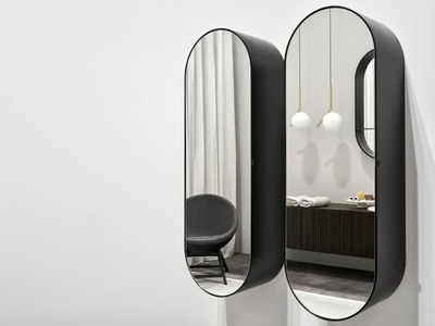 ELIO - Oval wall-mounted mirror with cabinet _ Ceramica Cielo