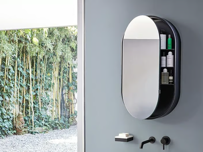 I CATINI OVAL BOX - Oval wall-mounted mirror with cabinet _ Ceramica Cielo