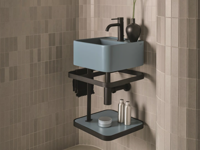 LES PETITES QUADRATO 35 - Vanity unit with integrated washbasin with towel rail _ Ceramica Cielo
