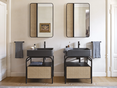 MARCEL - Floor-standing ceramic and ash vanity unit _ Ceramica Cielo