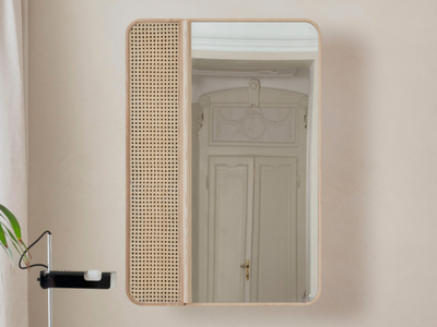 MARCEL - Vienna straw bathroom mirror with cabinet _ Ceramica Cielo