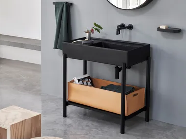 PLINIO - Rectangular ceramic washbasin with integrated countertop _ Ceramica Cielo