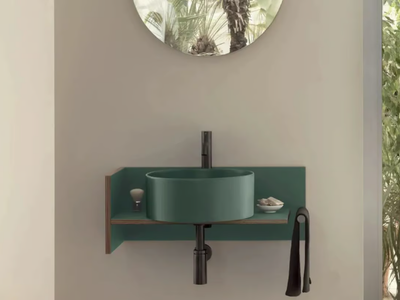 THEO 70 - Wall-mounted Fenix-NTM® vanity unit with integrated washbasin with towel rail _ Ceramica Cielo