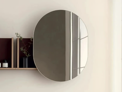 THEO MIRROR - Oval Fenix-NTM® bathroom mirror with shelf _ Ceramica Cielo