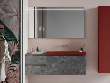 CARTABIANCA - Single melamine-faced chipboard vanity unit with drawers _ Cerasa