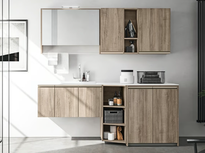 REGOLA COMP.10 - Wooden laundry room cabinet with sink _ Cerasa