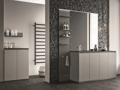 SEGNO - Melamine-faced chipboard vanity unit with drawers _ Cerasa