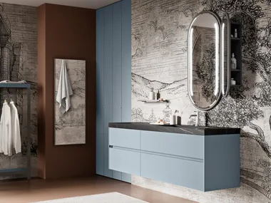 SEGNO - Single wooden vanity unit with integrated washbasin _ Cerasa
