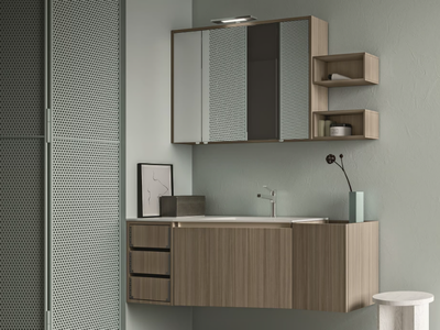 SEGNO - Wall-mounted melamine-faced chipboard vanity unit with drawers _ Cerasa